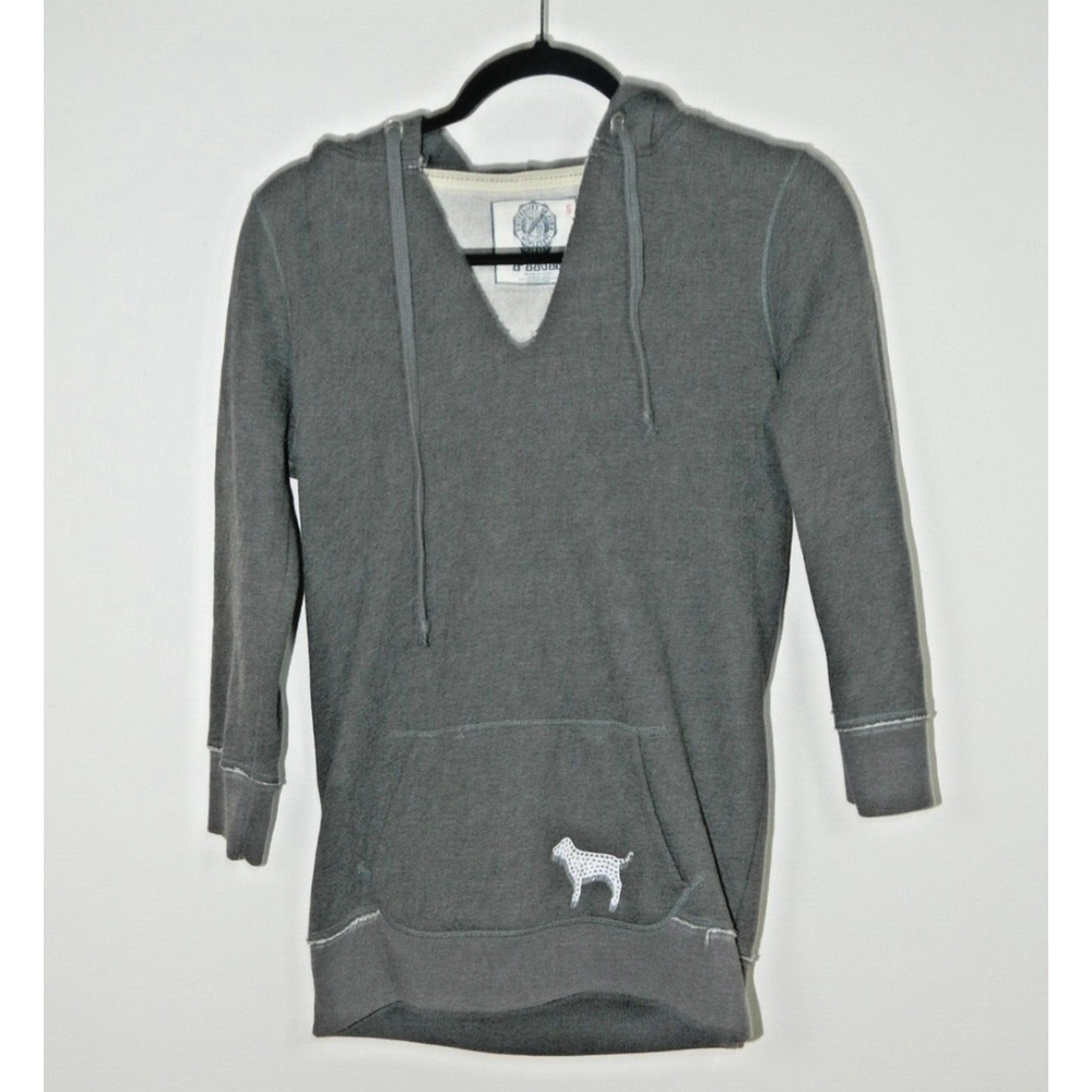 Victoria’s‎ Secret PINK Sweatshirt Hoodie Small Gray BE HAPPY BLING Rhinestone
